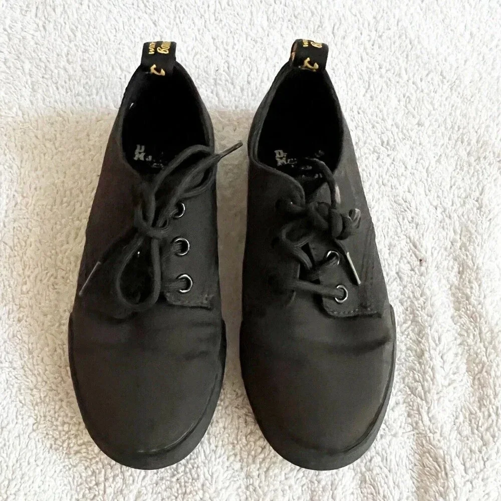 Dr. Doc Martens Kids Unisex 13 Black Santanita J Canvas Shoes Sneakers Lace Up